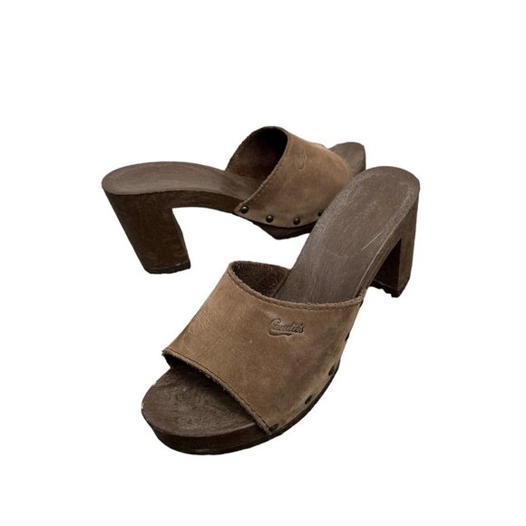 Candies Shoes - Vintage 1980's Candies Original Sandals High Heels Slides Brown Womens Size 6.5